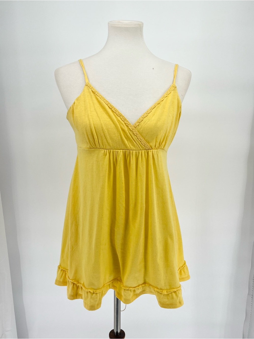 Bugle Boy For Her Y2K Yellow Babydoll Tank Top Size L Cottagecore FairyGrunge